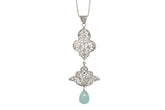 Double Filigree Lotus Pendant With Hanging Calcedony