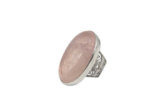 Oval Rose Quartz With Filigree Band (Semi - Adjustable)