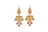 Yasmeen Double Layer Earrings with Coral (Gold plated)