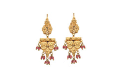 Yasmeen Double Layer Earrings with Coral (Gold plated)