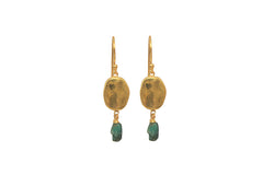 Beaten Bead With Emerlad (Gold Plated)