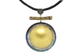 Big Domed Disc with Gold Leafing Necklace