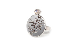 Bird Flight Ring With Moonstone (Adjustable)
