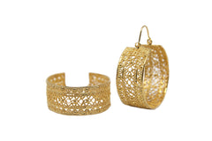 Broad Filigree Hoops Gold Plated