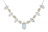Clustered Pearls with Aqua Glass Necklace