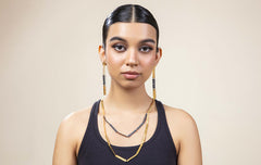 Crinkle Cut Necklace Oxidized And Gold Plated
