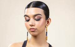 Double Crinkle Cut Earring - Oxidized And Gold Plated