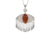 Filigree Carnelian and Agate With Hanging Strings