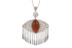 Filigree Carnelian and Agate With Hanging Strings