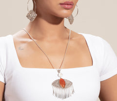 Filigree Carnelian and Agate With Hanging Strings