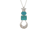 Filigree Chand Sitara Pendant With Aqua Green Glass