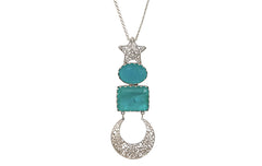 Filigree Chand Sitara Pendant With Aqua Green Glass