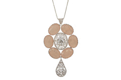 Filigree Disc Pendant With Pink Glass