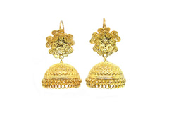Filigree Flower Jhumka (Gold Plated)