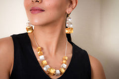 Gold and Silver Cubes Earrings