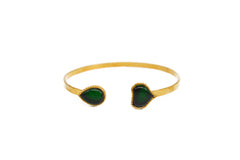 Gold Green Glass Cuff Plated