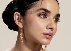 Gold Petal Earrings With Pearls