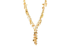 Gold Petal Necklace With Pearls