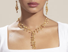 Gold Petal Necklace With Pearls