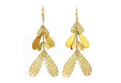 Golden Petals Danglers with Filigree