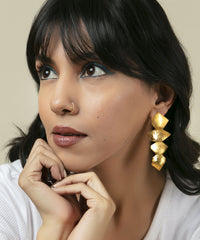 Irregular Beaten Earrings Gold Plated