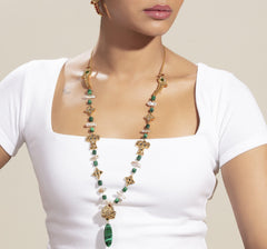Kundan Mala With Pearls and Malachite