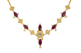 Kundan Rubies Necklace With Hanging Pearls