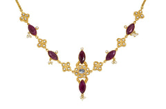Kundan Rubies Necklace With Hanging Pearls