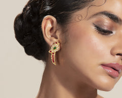 Kundan Parrot Posts Gold plated