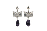Lotus Kundan Earrings With Hanging Amethyst
