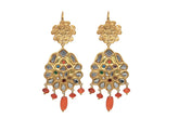 Kundan Nauratan Grandmother Flower Earrings Gold plated
