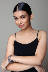 Oval Filigree Discs and Sun Stone Bangle