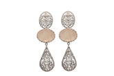 Pink Glass Earrings With Filigree Drop