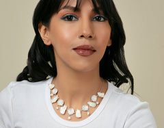 Round Spiral And Mother Of Pearls Necklace