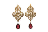 Royal Filigree Red Glass Drop Earrings
