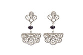 Scalloped Lace Drop Amethyst Earrings