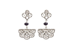 Scalloped Lace Drop Amethyst Earrings