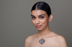 Silver Cutout and Pearls Necklace