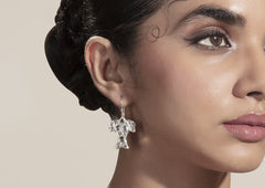 Silver Kundan Fish Earrings