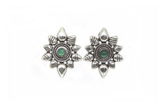Tulip Studs with Green Agate