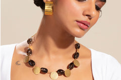 Smoky Quartz With Gold Discs