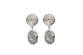Spiral Earrings With Hanging Mother Of Pearl
