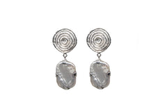 Spiral Earrings With Hanging Mother Of Pearl