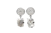 Spiral Earrings With Hanging Mother Of Pearl