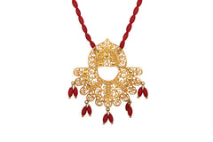 Taarkashi Necklace With Coral String Gold Plated