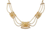 Taarkashi Necklace with Three Pearl Strings