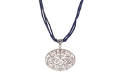 Taarkashi Oval Disc Necklace With Lapislazuli Strings