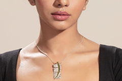 Textured Brass Strip And Moonstone Pendant