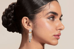 Textured Earrings With Citrine
