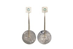 Textured Wheel Earrings With Calcedony
